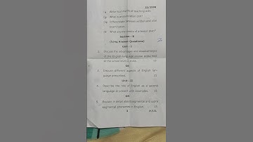 B.Ed Previous Year Question Paper Of English Teaching For 3rd Semester