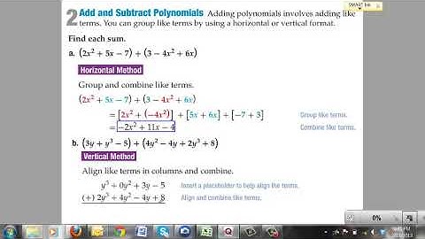 8-1 Adding and Subtracting Polynomials