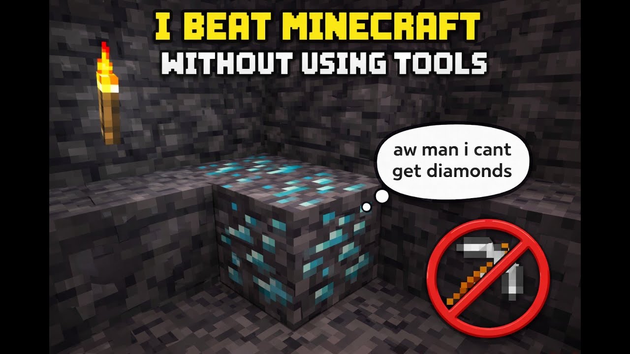 I Beat the Minecraft WITHOUT Tools!!! - YouTube