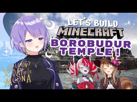 【GeeMoon】Minecraft | Build Borobudur with Risu and Ollie! 【#1MillionDaywithMoona】