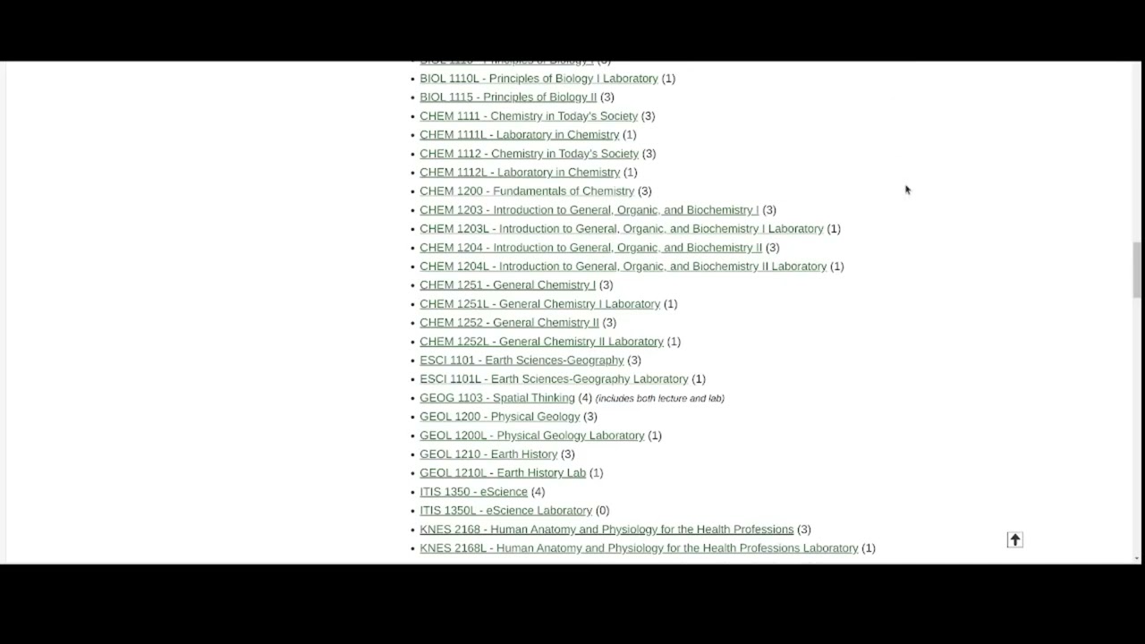 Finding natural science general education courses; reading schedule for