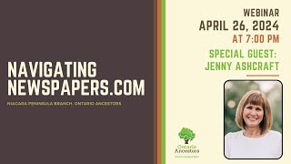 Newspapers.com with Jenny Ashcraft | Niagara Peninsula Ontario Ancestors