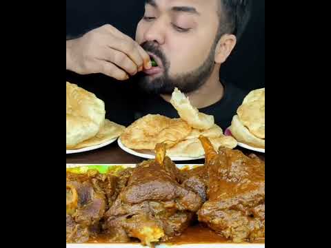 BIHARI MUTTON MASALA CURRY, SOFT LUCHI/ PURI, SPICY MUTTON GRAVY, SALAD ASMR MUKBANG EATING SHOW