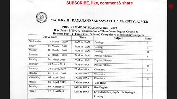 1st , 2nd & 3rd Year Time table 2020 released B.Sc || MDS UNIVERSITY AJMER