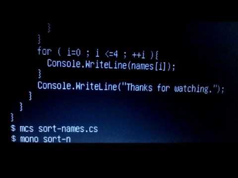 C#/ Mono program to sort names alphabetically.