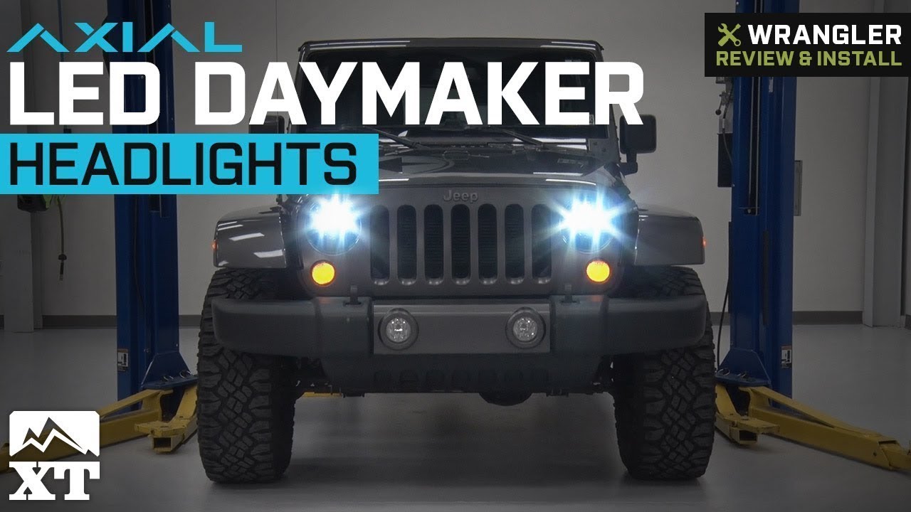 Raxiom Jeep Wrangler Axial Series LED Daymaker Headlights; Black Housing;  Clear Lens J108042 (97-18 Jeep Wrangler TJ & JK) - Free Shipping