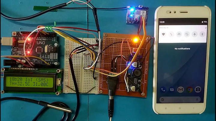 Arduino project :18b20 temperature sensor IoT with SMS notification demo