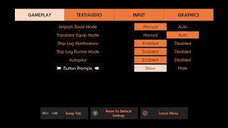 Outer Wilds - Default Settings For Xbox One X: Gameplay, Text/Audio, Input and Graphics (2019)