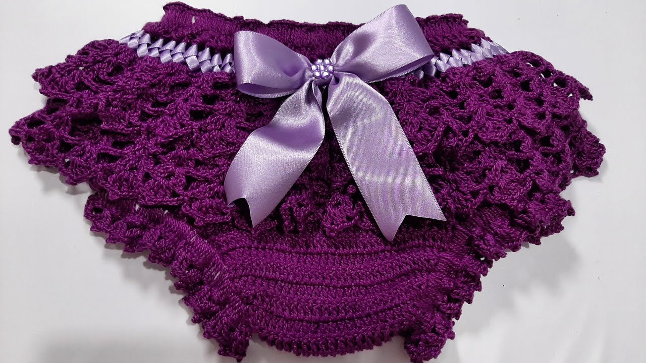 calcinha para bebê de crochê/ versão canhoto/ 0 à 6 meses