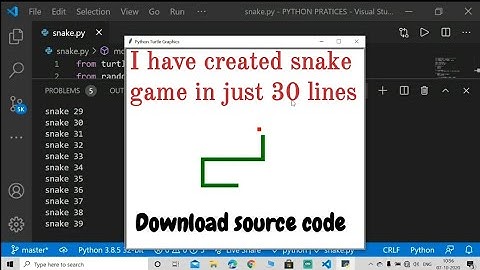 I have created snake game in just 30 lines of code using python.