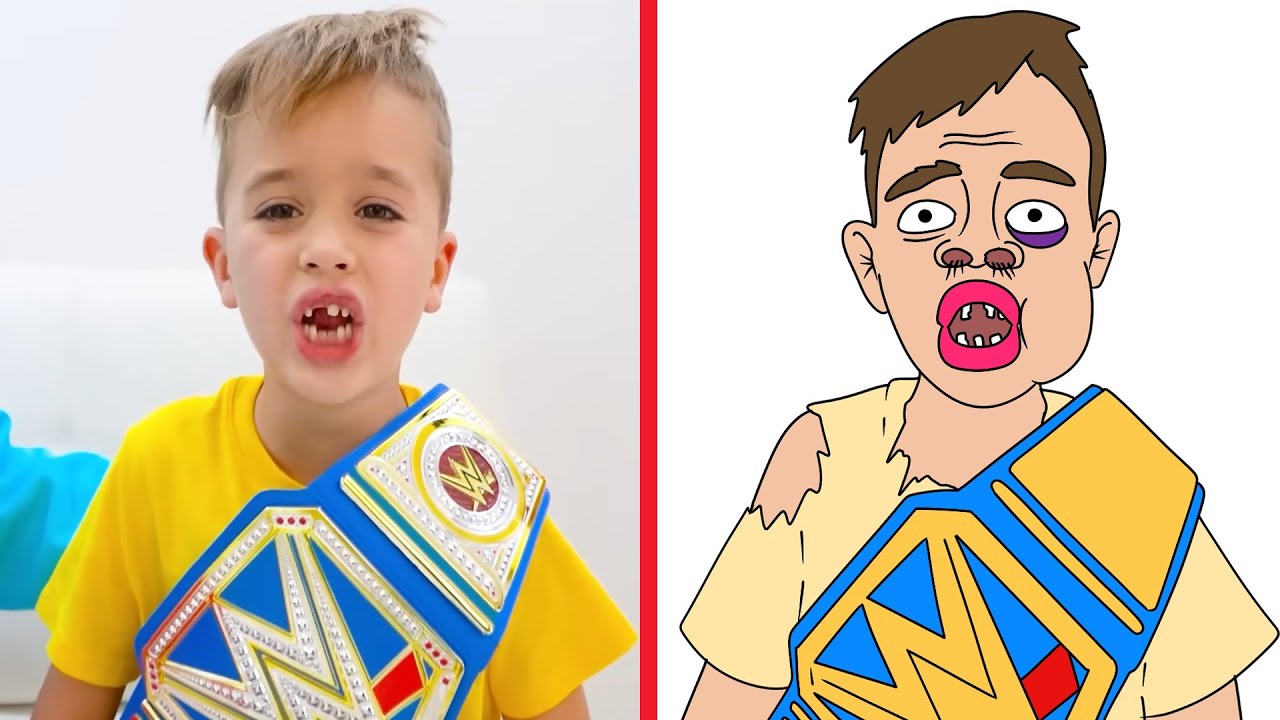 Vlad and Niki learn to eat healthy food and do sports | Funny drawing meme