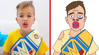 Vlad And Niki Learn To Eat Healthy Food And Do Sports Funny Drawing Meme