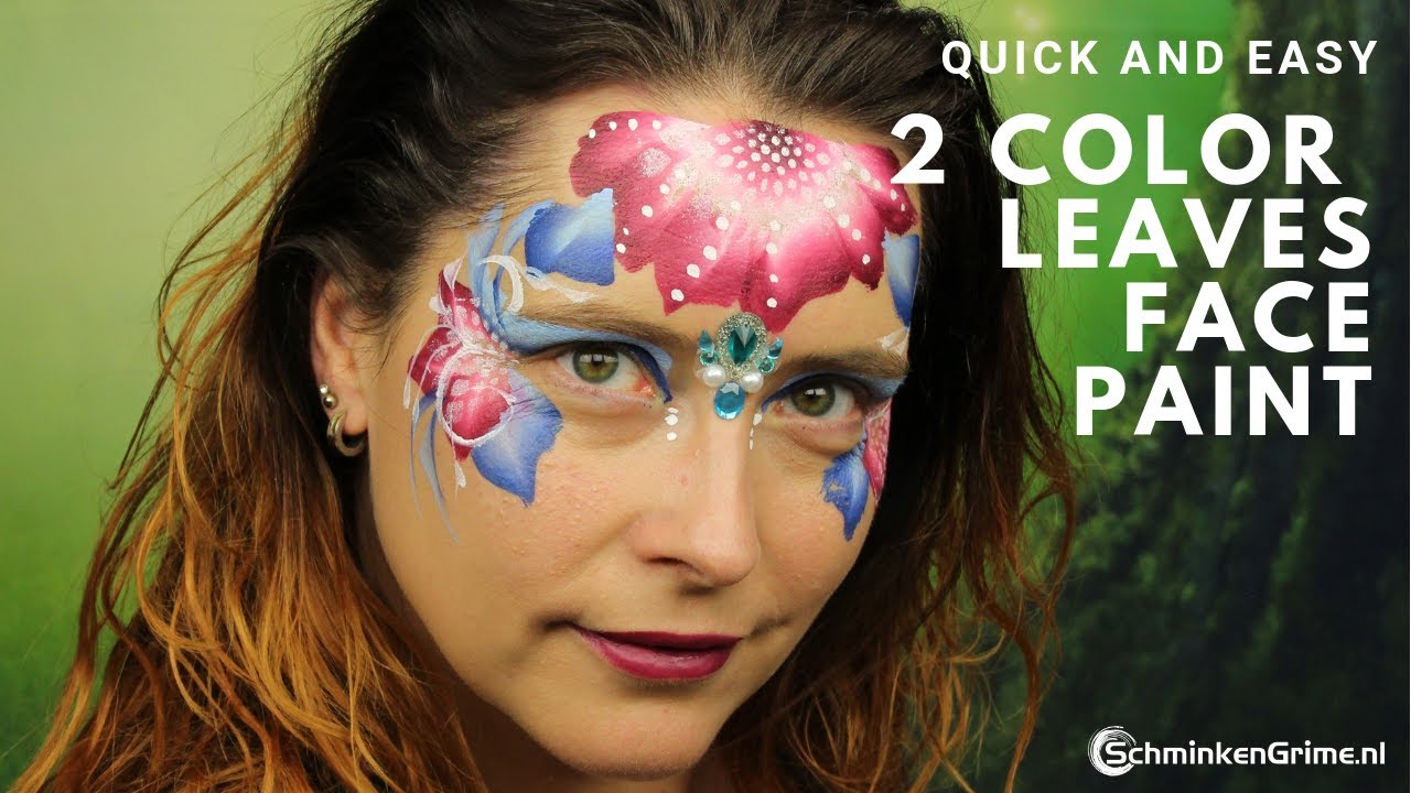 2 Color Leaves Face Paint Tutorial Quick and Easy Face Paint 2 Minute Face Paint YouTube