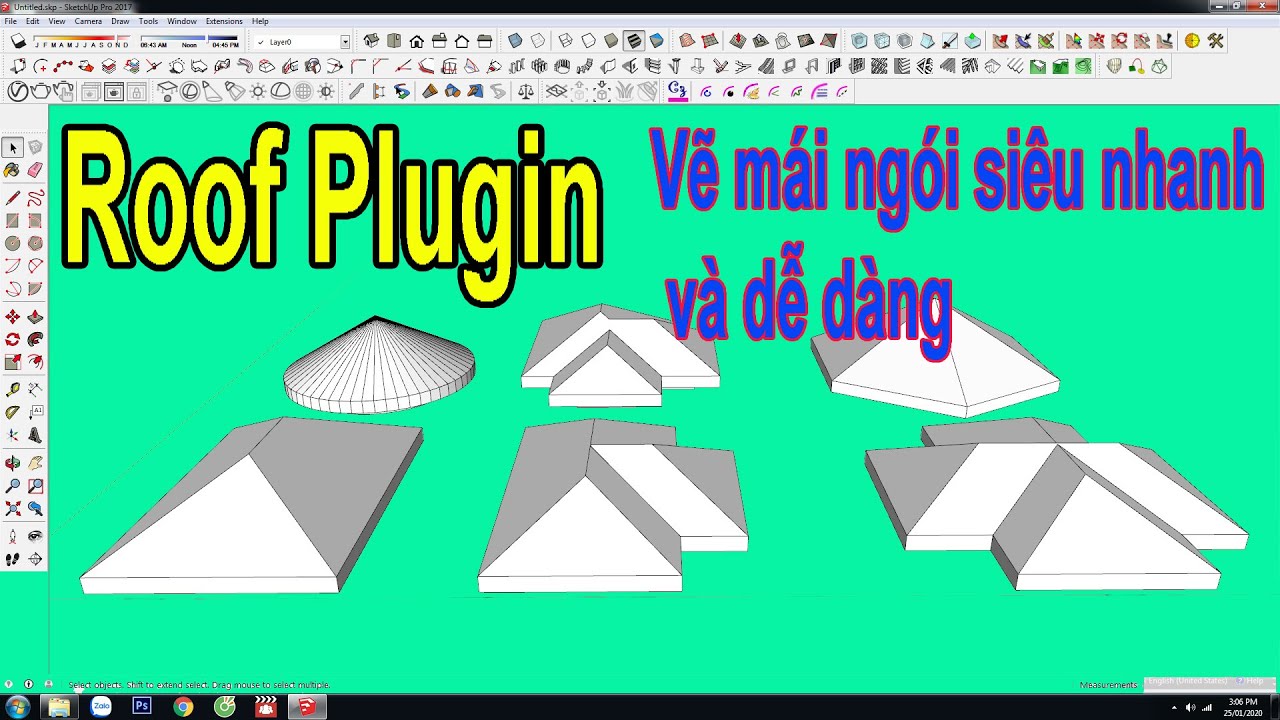 Hướng Dẫn Sketchup Bài 23: Roof Plugin Cách Vẽ Mái Ngói Nhanh Bằng ...