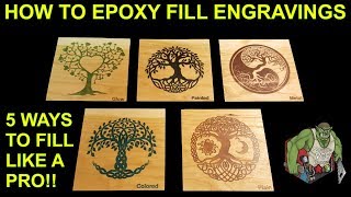 Epoxy Resin Tutorial  How to Fill wood engravings like a pro 5 different ways to DIY