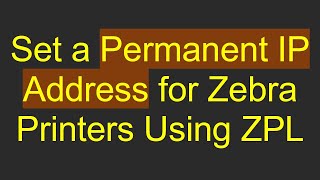 Set A Permanent Ip Address For Zebra Printers Using Zpl