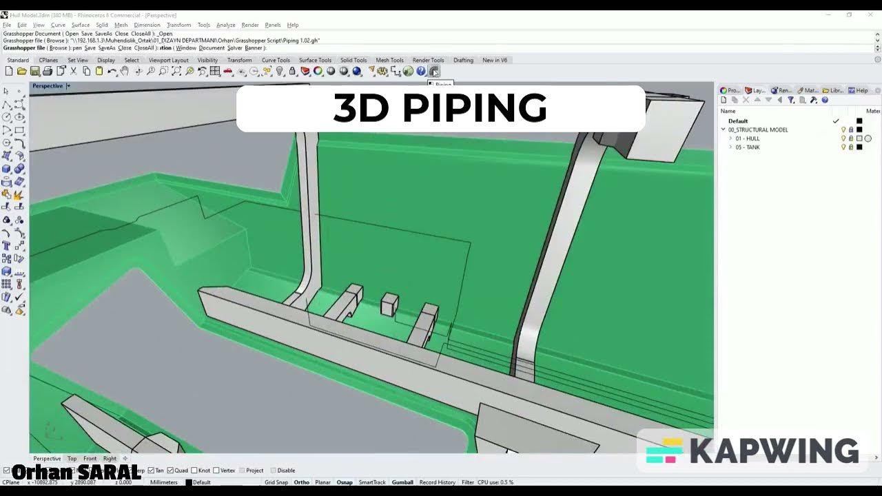 Rhino Piping Tool Demo YouTube