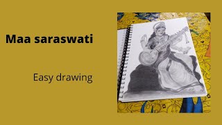 saraswati maa easy drawing pencil sketch