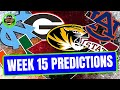 College Football Week 15 Predictions (Late Kick Cut)