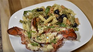 Lime Butter Lobster Tails  With Garden Rotini Pasta Salad