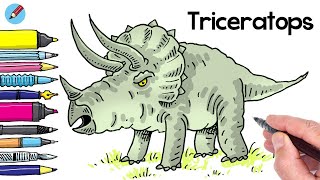 How to Draw a Triceratops Dinosaur Real Easy