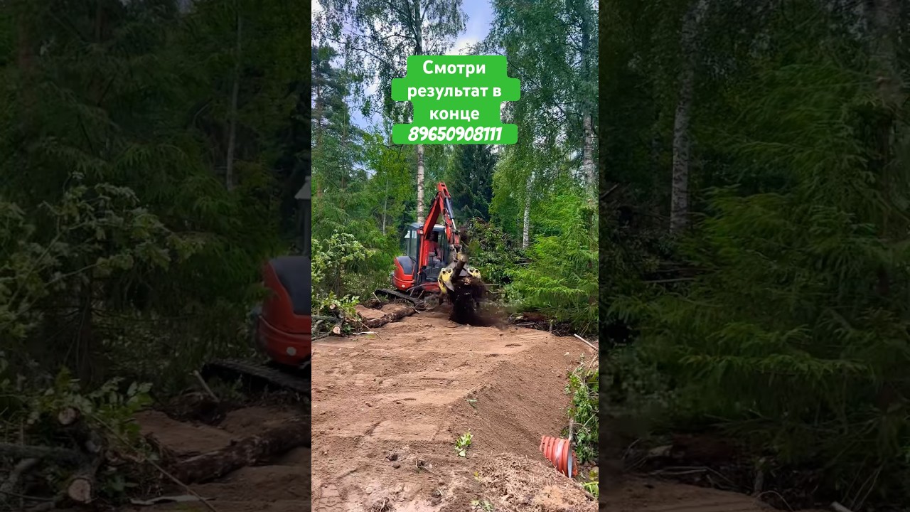 МИНИ ЭКСКАВАТОР РАСЧИСТКА УЧАСТКА ОТ ДЕРЕВЬЕВ #экскаватор #kubota # ...