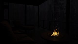 Cozy Bedroom Atmosphere with Gentle Night Rain and Fire Sound  12 hours  Rain Sound
