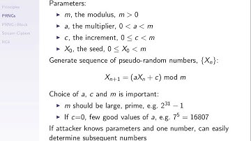 Pseudo Random Numbers and Stream Ciphers (CSS322, L9, Y14)