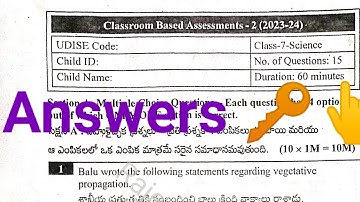 7th class FA-3 (CBA-2) General Science Real Question Paper With Key🔑 Answers 2023-24💯☑️✍️