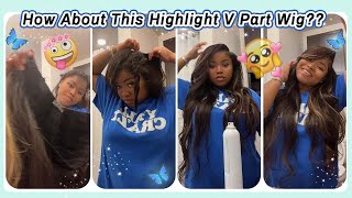Glueless Highlight V Part Wig For Your Next๐๐ฝ Wig Quick Install | Protect Natural Hair #Elfinhair