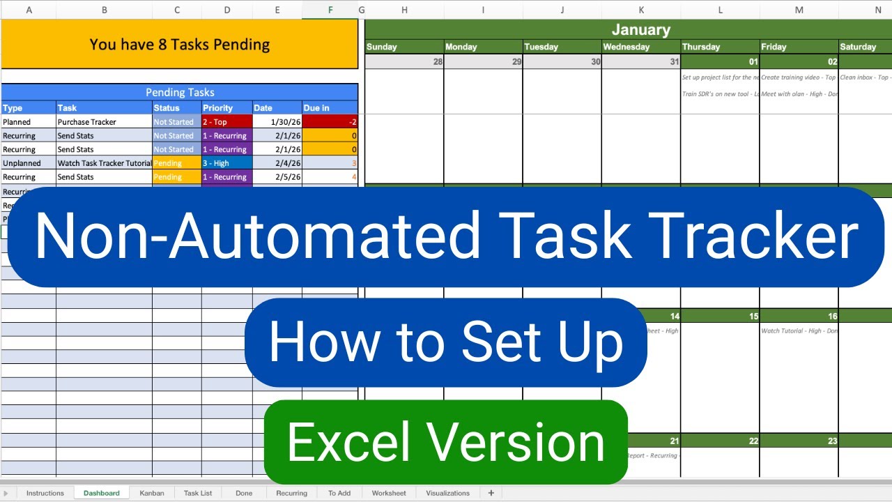 How to set up your Non-Automated Task Tracker in Excel (No macros ...
