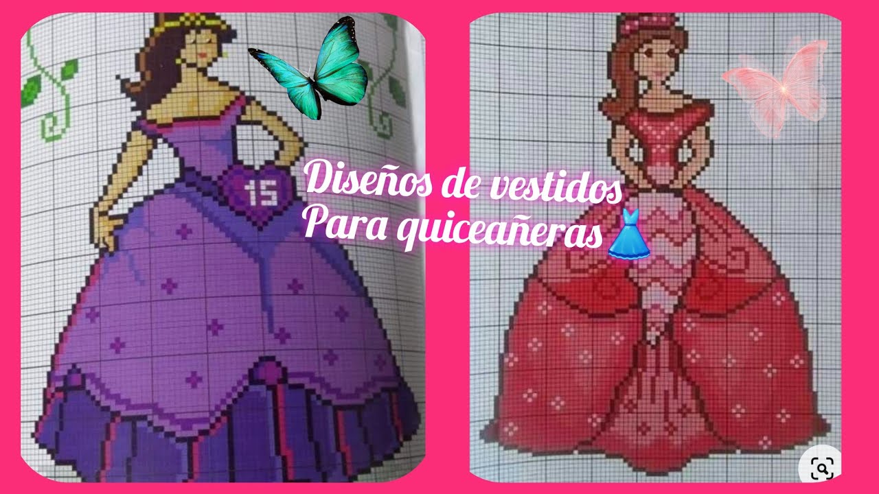 👗15TH gráficos de vestidos👗 para quiceañeras😍en punto de cruz