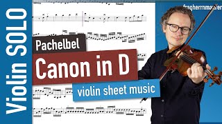 Pachelbel Canon in D, Violin Sheet Music + CURSOR, Violin SOLO, different tempi