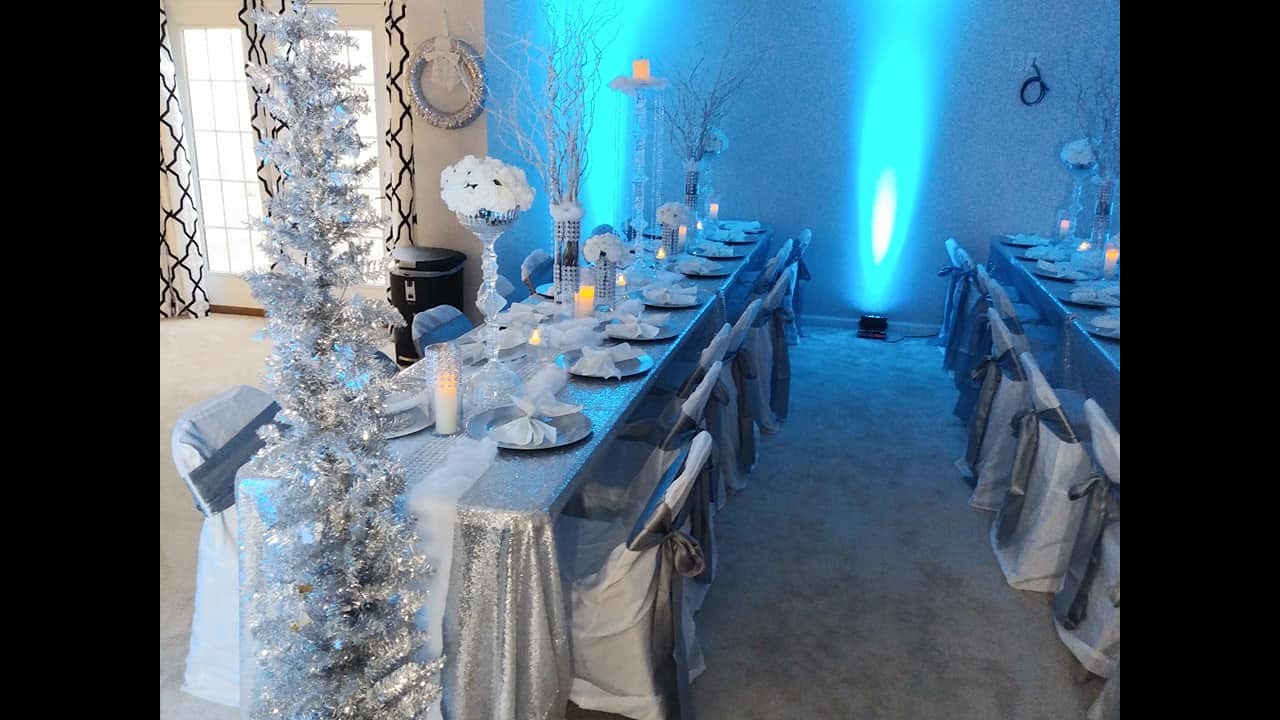 DIY Christmas Table Decor (Blue & Silver) Winter Wonderland