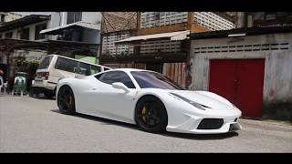 Ferrari 458 with dmc monte carlo front bumper full wrap in diamond
white avery dennison crafted by auto plate division