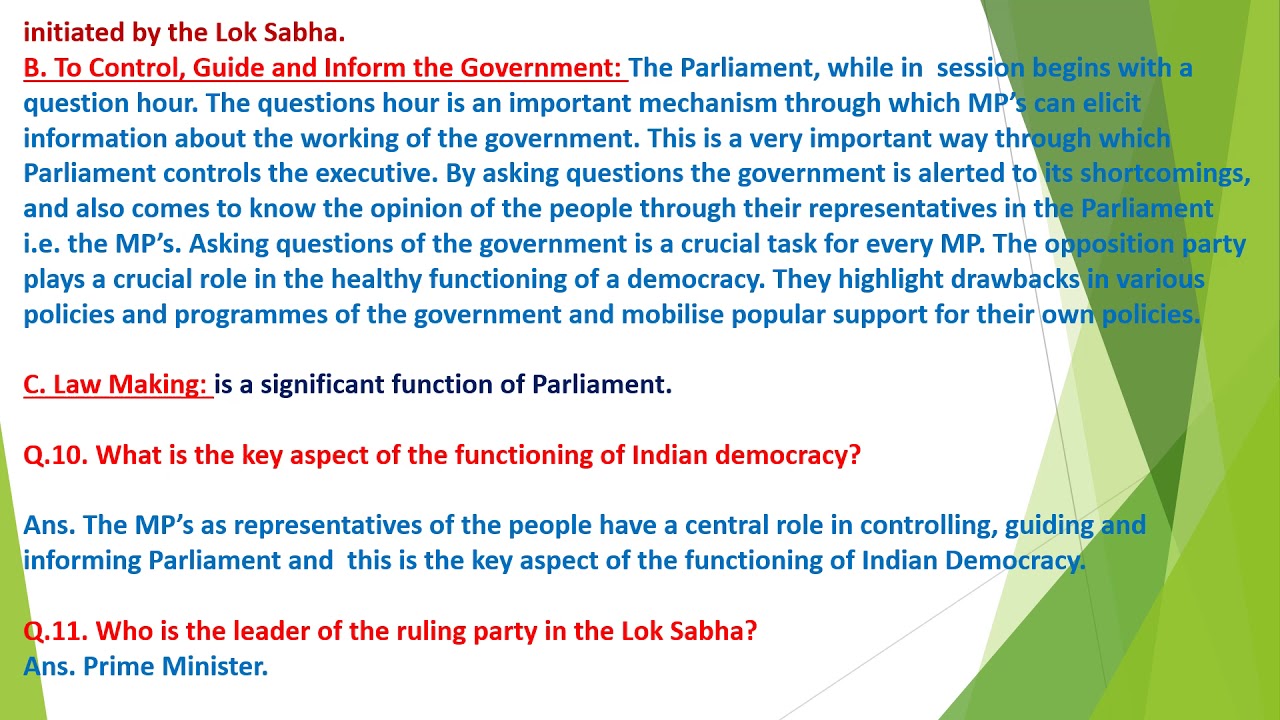 essay on parliament class 8