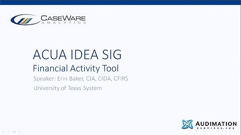 Financial Activitiy Tools - ACUA IDEA SIG