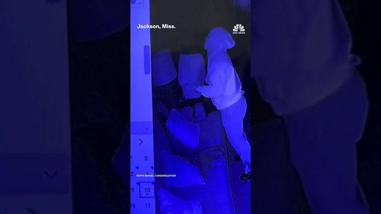 Surveillance video shows Mississippi fire suspect dumping liquid inside synagogue