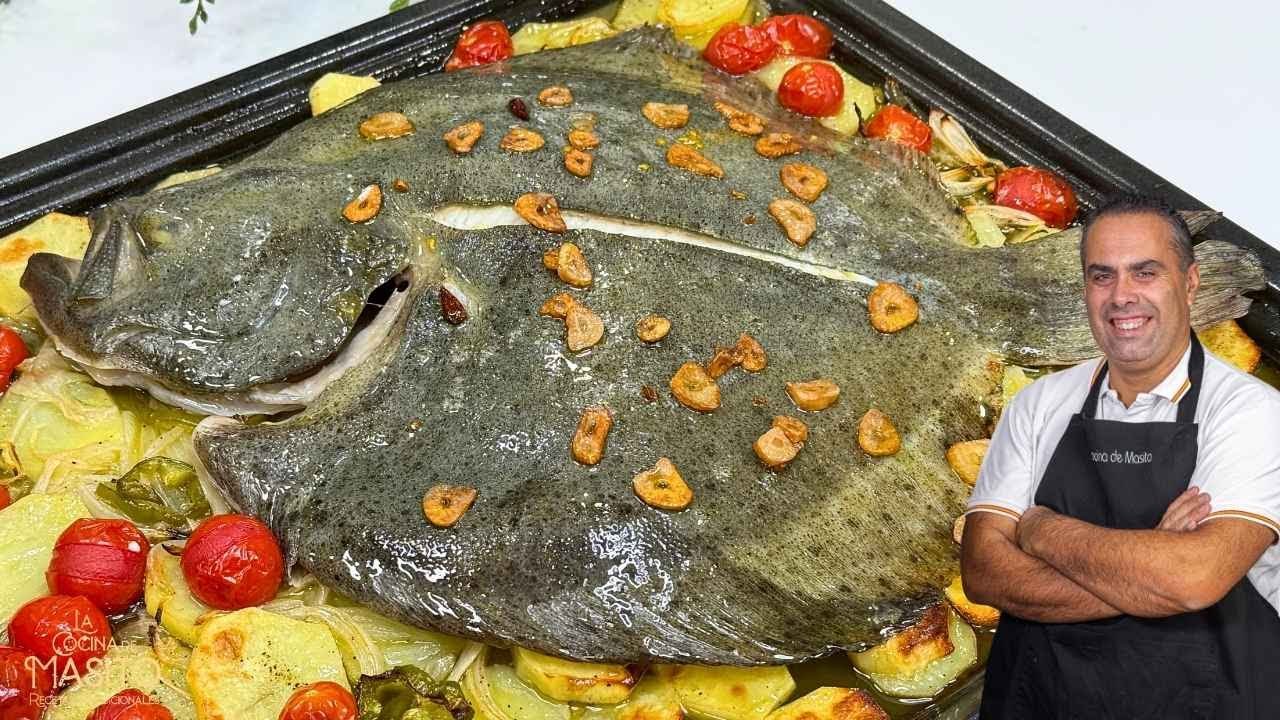 Rodaballo al horno con patatas