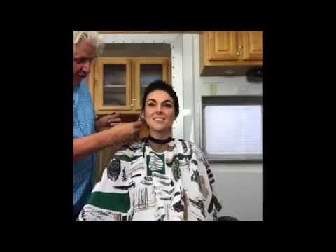 Serinda Swan - Time lapse. A woman with long dark hair getting a haircut, then buzzcut headshave.