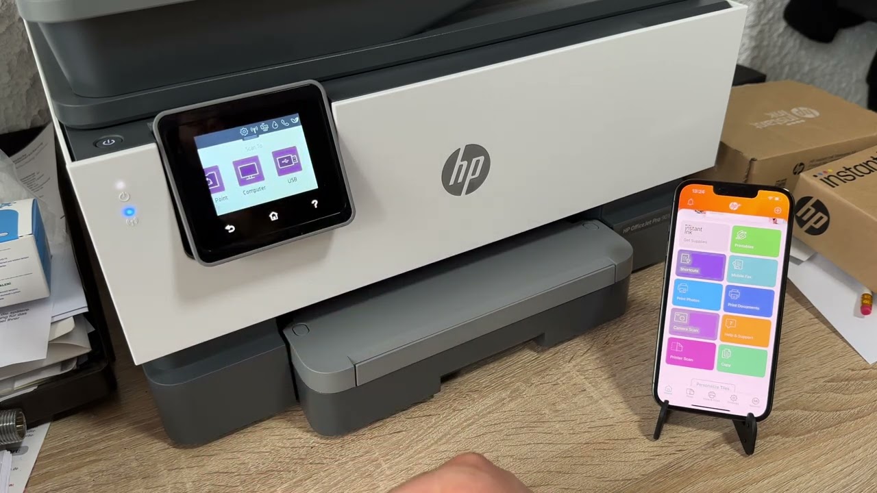 Как использовать принтер HP с помощью встроенного экрана и ОС HP. Принтер серии HP OfficeJet 9010...
