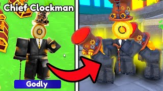 99.9% LUCK  Got New Godly Chief Clockman   Roblox Toilet Tower Defense