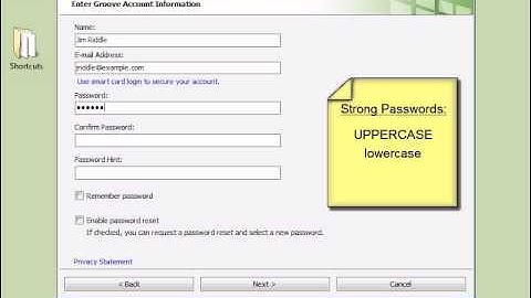 Groove 2007  |  Create an Account in Groove