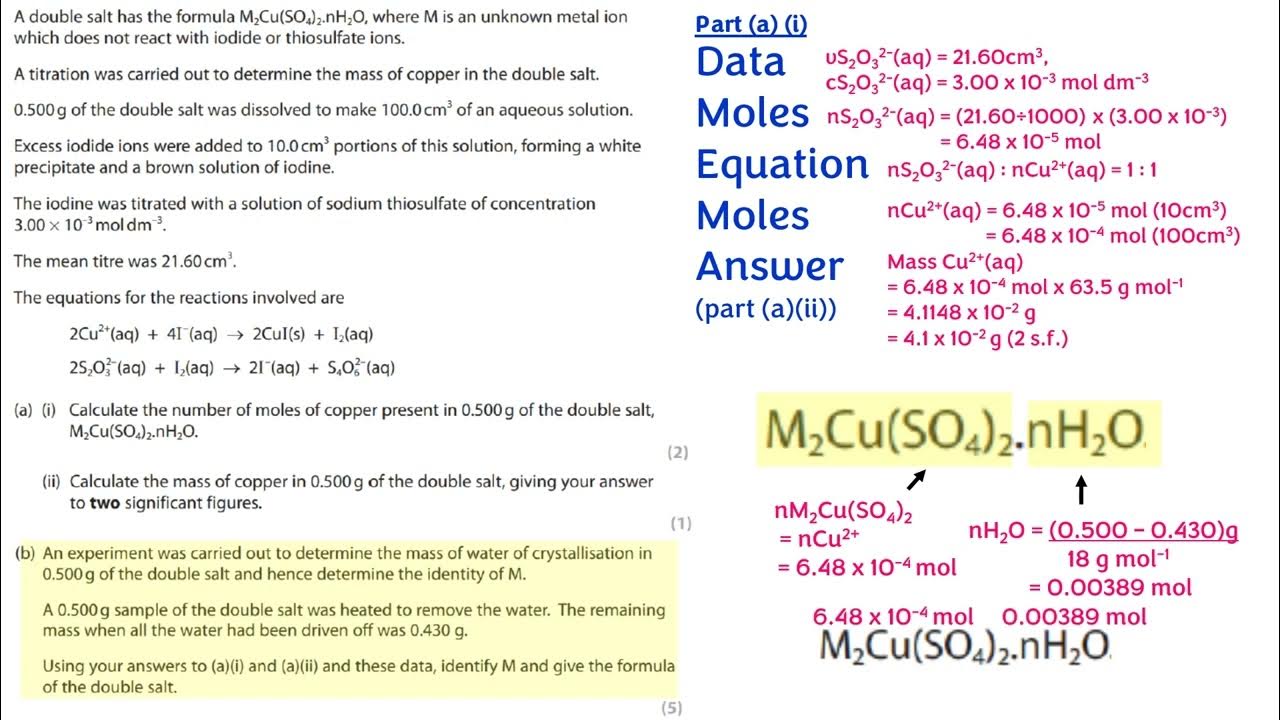 challenging-redox-titration-question-water-of-crystallisation-plus