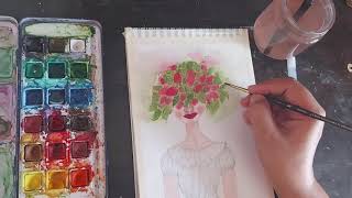 Strawberry Girl| Watercolor Painting| Character Illustration