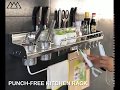 Black Wall Mounted Kitchen Racks with Hooks Space Aluminum Storage
Shelf Kitchen Appliances Spice Rack Kitchen Rack Organizer