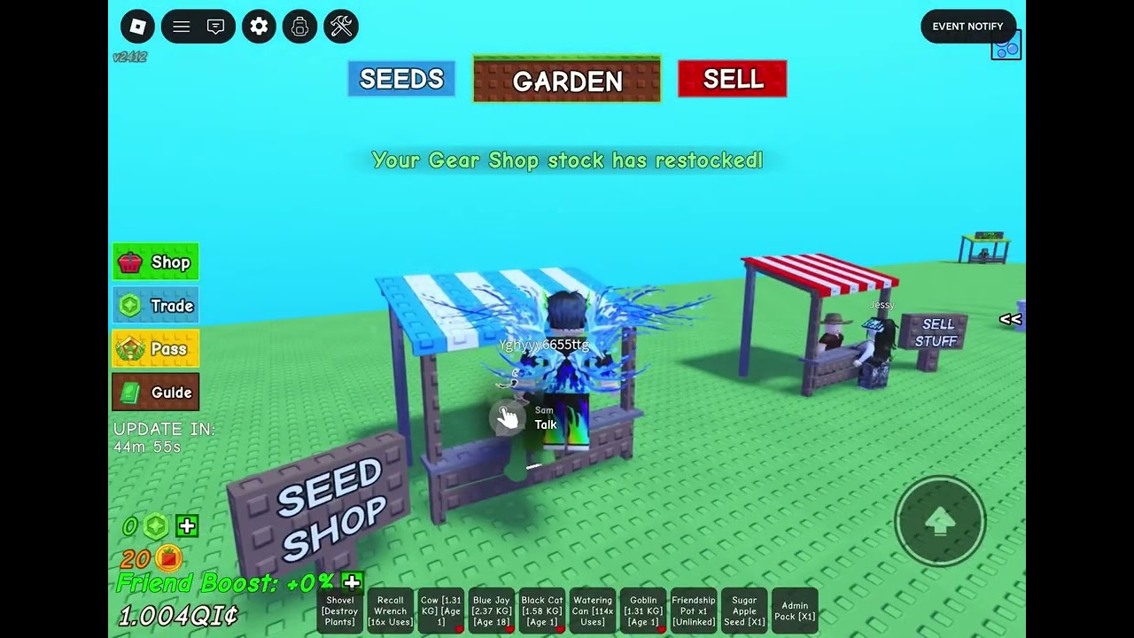 Grow a Garden New Years Admin Abuse