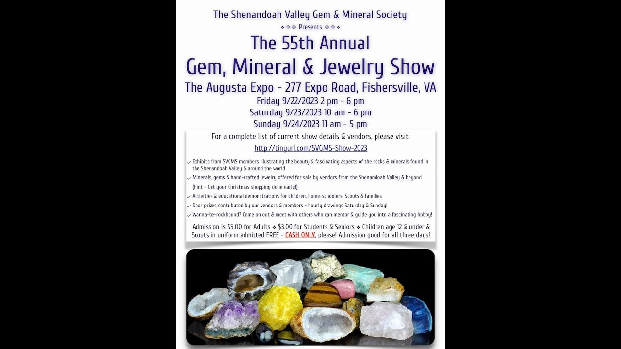 This weekend! The Shenandoah Valley Gem, Mineral and Jewelry Show!