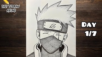 Easy Anime Drawing || How to Draw Kakashi Hatake || Naruto Drawing Tutorial for Beginners