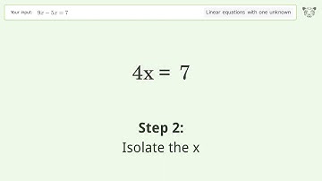 Linear equation with one unknown: Solve 9x-5x=7 step-by-step solution